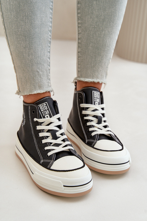 Zateplené Dámské Tenisky Na Platformě Eko Kůže Big Star OO274062 Černé