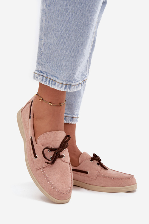 Dámske mokasíny s šnúrkami Svetloružové Calivra