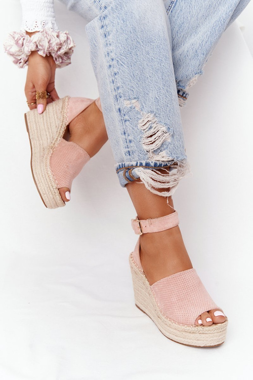 Sandále pre kliny s svetloružovým braidom