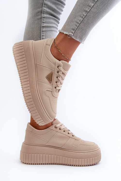 Dámske Tenisky Z Ekokože Na Masívnej Platforme Beige Chrisstin