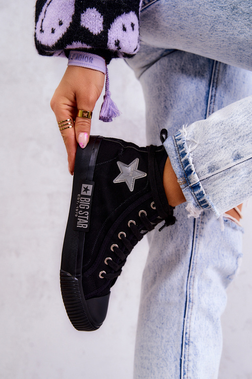 Klasické vysoké tenisky veľká hviezda JJ274380 čierna