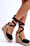 Vázané Sandály Na Vysokém Klínu Černé Lendy