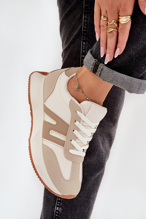 Dámské Sportovní Boty Na Platformě Béžové Emidi