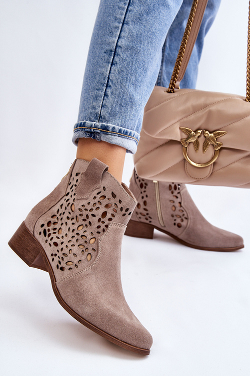 Dámské prolamované boty Lewski Shoes 2909 Světle hnědé