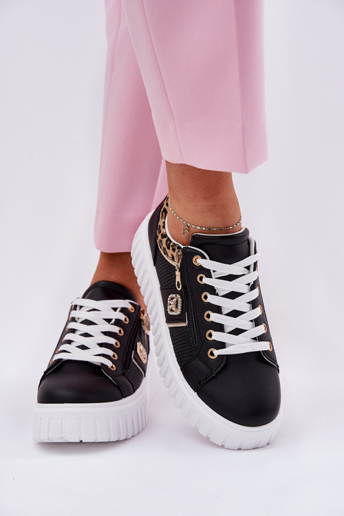 Dámske Športové Topánky Na Platforme Z Eko Kože Párnica Čierne Velionna