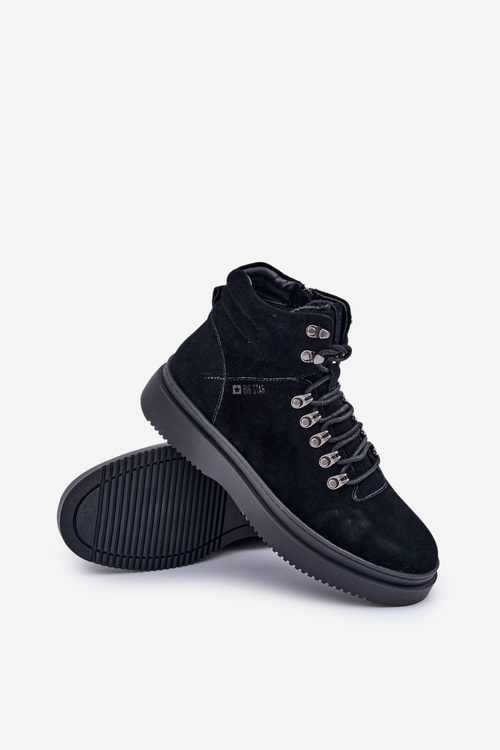 Semišové pánské zimní boty Big Star OO174187 černé