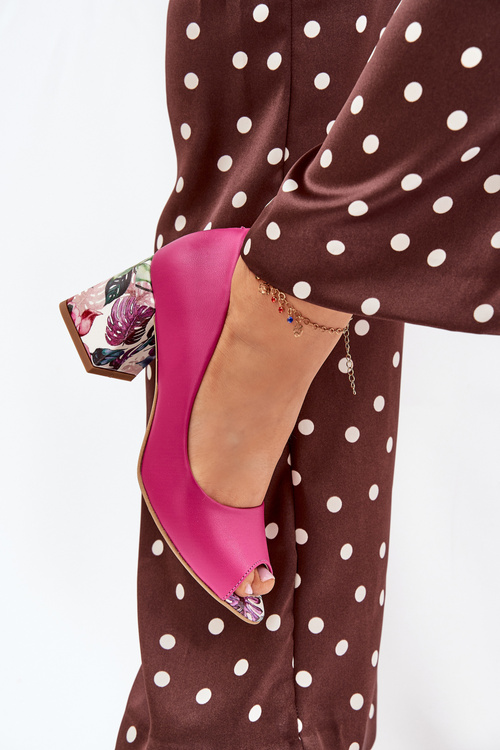 Kožené lodičky so zdobeným opätkom Fuchsie Lewski Shoes 2608/K