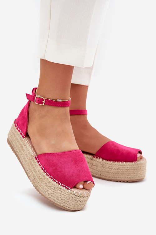 Dámske espadrilky na platforme s pletením fuchsie Selise