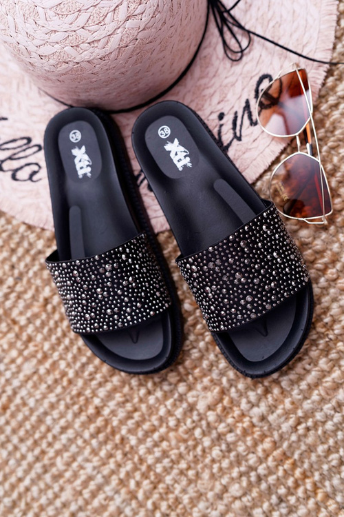 Ženské žabky s kamienkami čierny XTI 48821