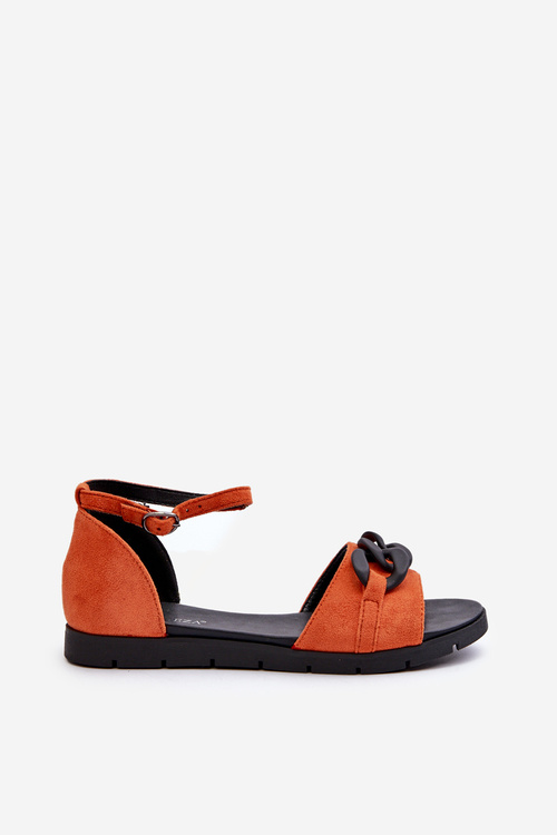 Dámské Ploché Sandály S Řetízkem Vinceza 17320 Oranžové