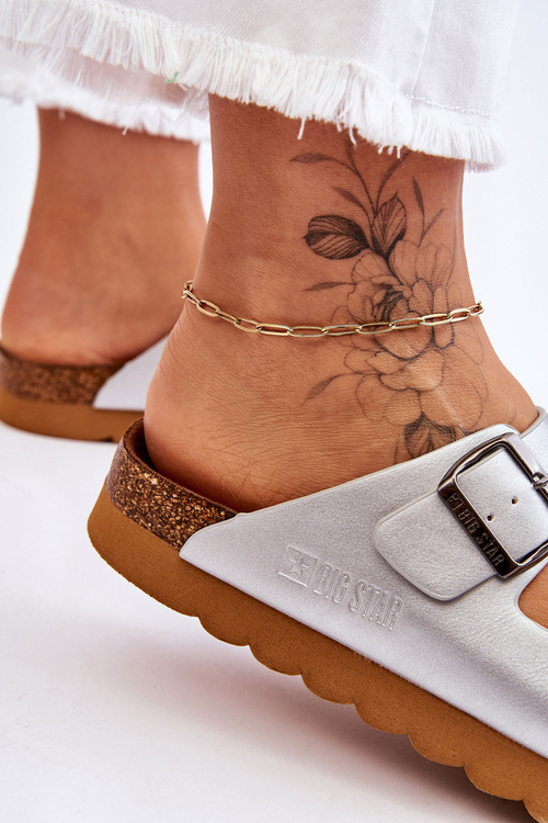 Klasické dámské pantofle Big Star LL274476 Stříbré