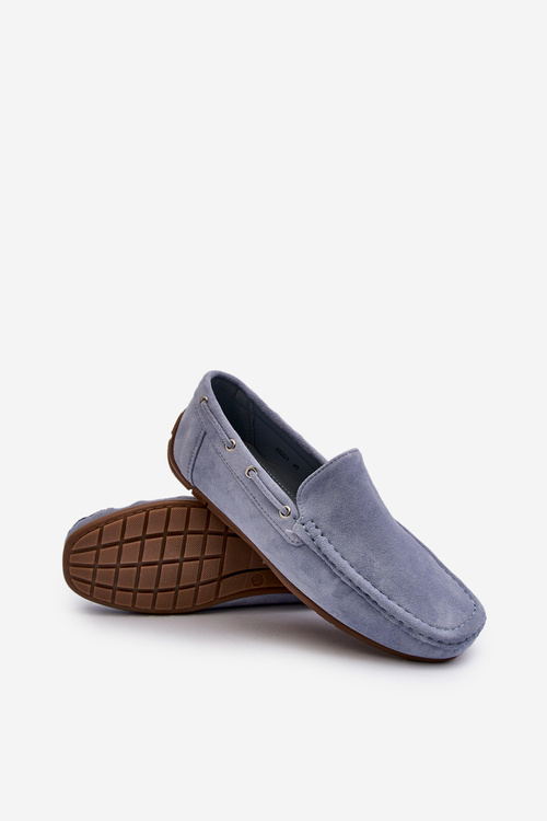 Mužské modré semišové slip-on mokasíny Rayan