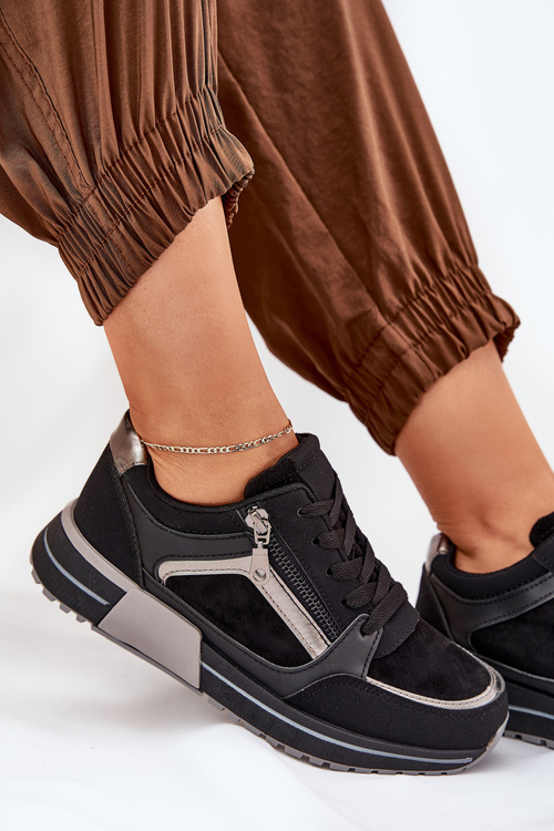 Dámské Sportovní Boty S Zipem Na Platformě Černé Larys