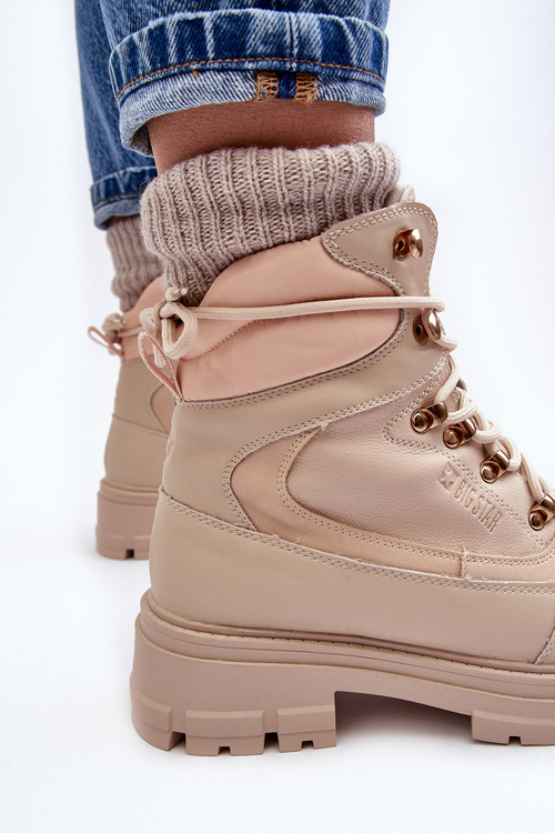 Ocieplené Trapery Botky Šněrovací Dámské Jasnobežové Big Star MM274664