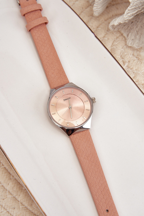 Dámské hodinky na ekokoženém řemínku růžové Ernest E62013L