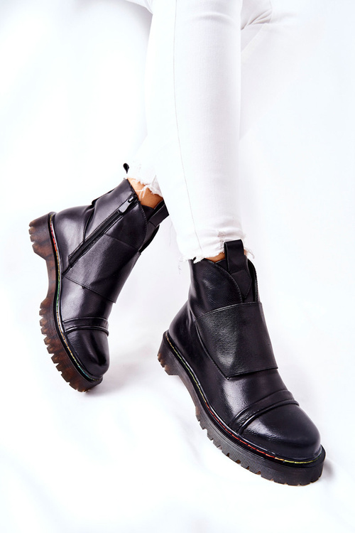 Botky Pérka S Barevným Prošíváním Černé Milie