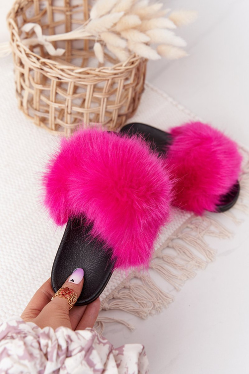 Dětské Pantofle S Kožešinou Fuchsie Fashionista
