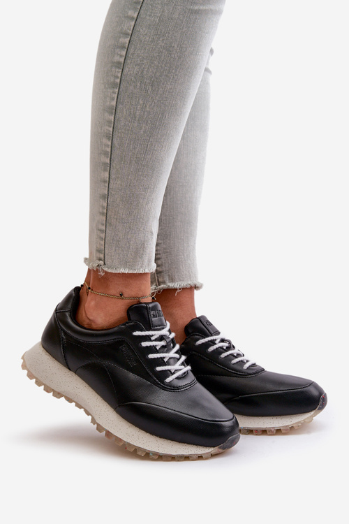 Dámské Sneakers Sportovní Obuv Z Eko Kůže Big Star OO274024 Hi-Poly System Černé