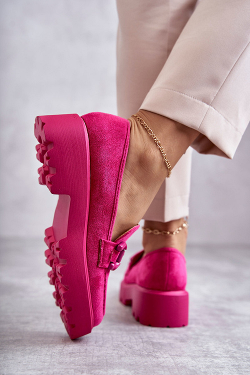 Dámske semišové topánky na ružovej platforme Gunn
