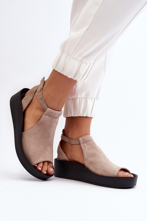 Zazoo 2914 Dámské sandály z velur zamszové béžové