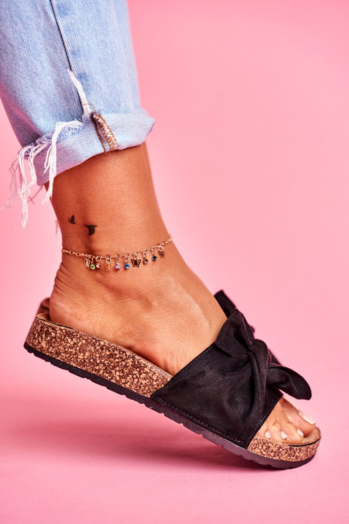 Dámské nazouváky Na Korku s mašlí Černé Felis