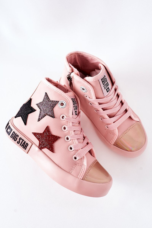 Dětské Tenisky Vysoké Se Zipem BIG STAR II374030 Růžové