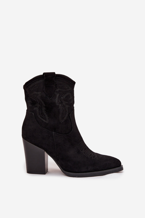 Dámské kovbojky na podpatku Eko semiš Černé Carissa