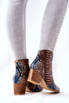Kovbojské topánky Lewski Brown-Blue Snake Pattern EV28