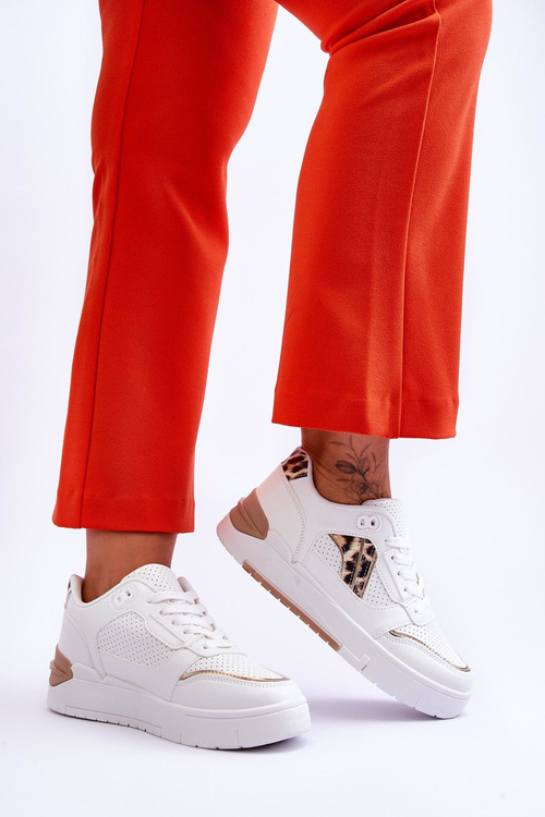 Dámské kožené leopardí sportovní boty bílé Nancey