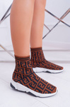 Dámske športové topánky s vysokou ponožkou hnedá tlač