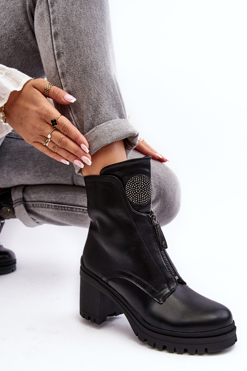 Dámske kožené topánky s čiernymi kamienkami Rosie