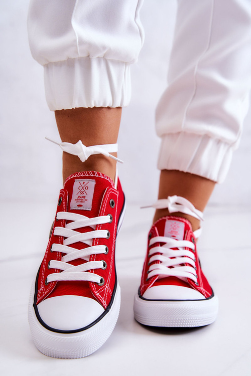 Dámske klasické krížové džínsy JJ2R4010C Červené tenisky