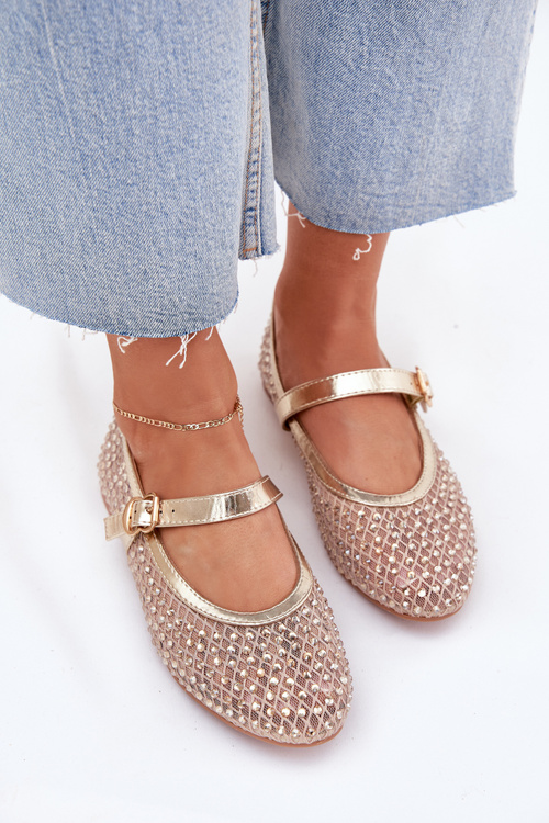 Zdobené Dámske Baletky S Pásom A Sponou Zlaté Avirae