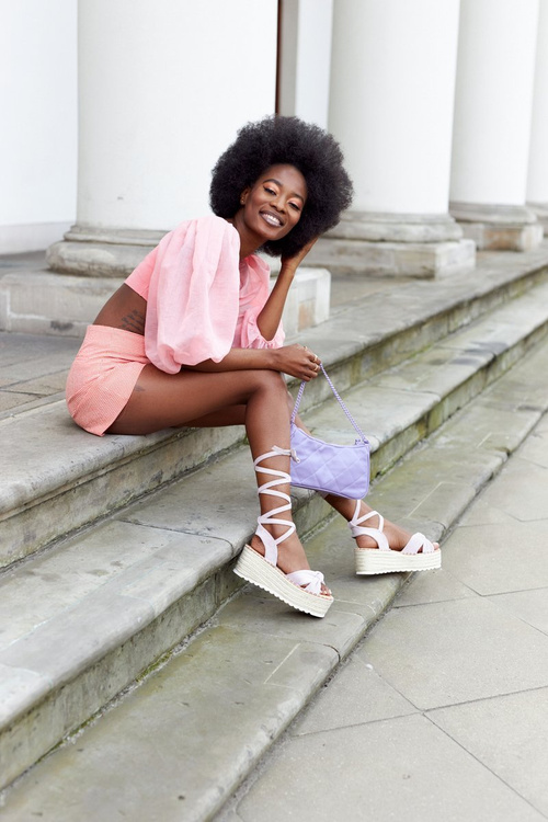 Šněrovací Sandály Na Platformě S Copánky Fialové La Palma