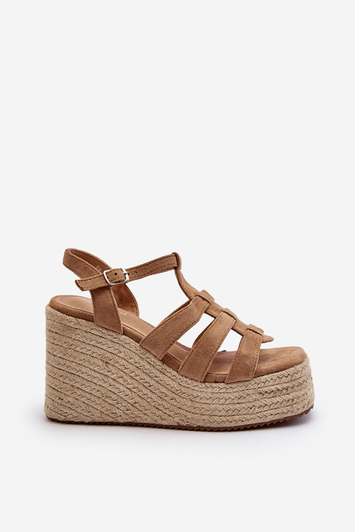 Hnedé sandále na klinu s pletením Gnosis