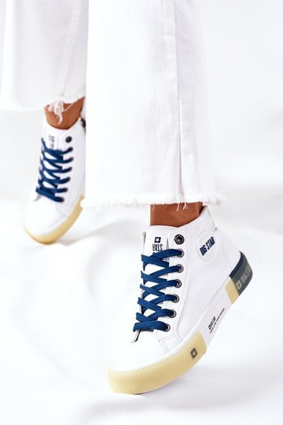 Dámské Kožené Vysoké Tenisky Big Star II274137 Bílé