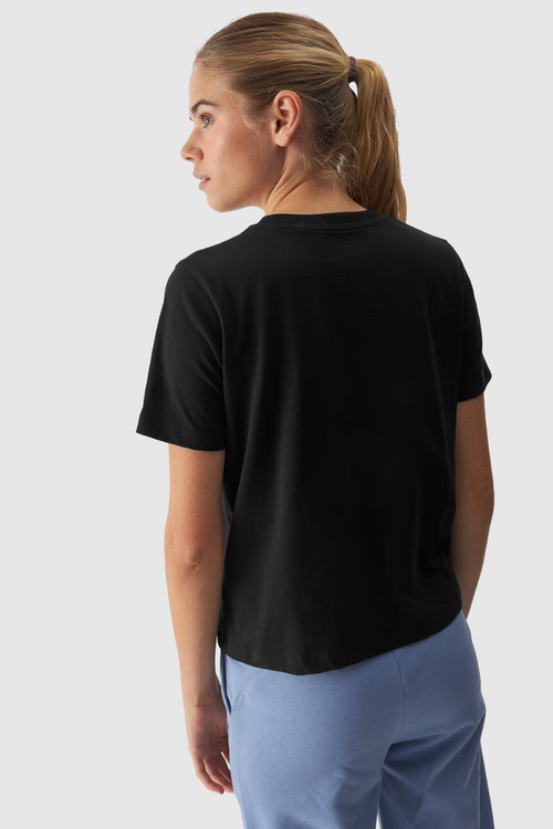 Hladký Dámsky T-Shirt Regular 4FWAW24TTSHF1650-20S Čierny