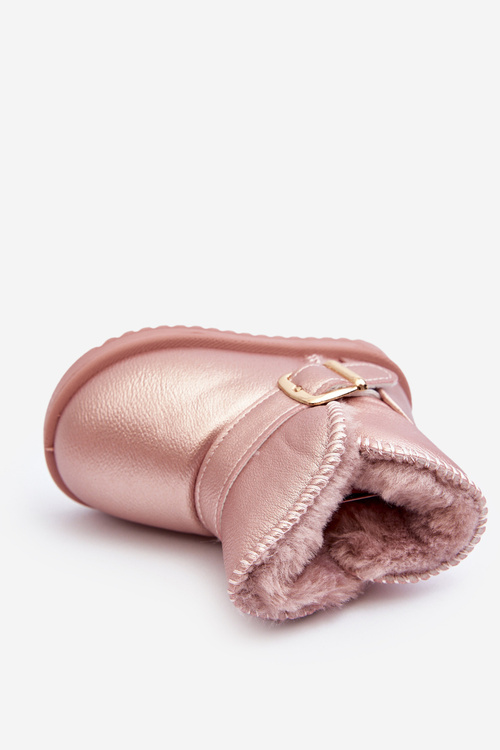 Detské ekologické kožené snehule s ružovým remienkom Orinor