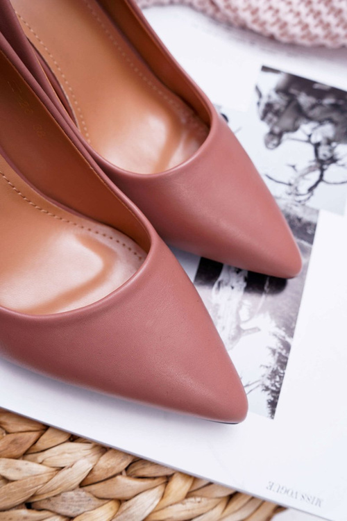 Dámske pumpy na stĺpiku tmavo ružové femmini