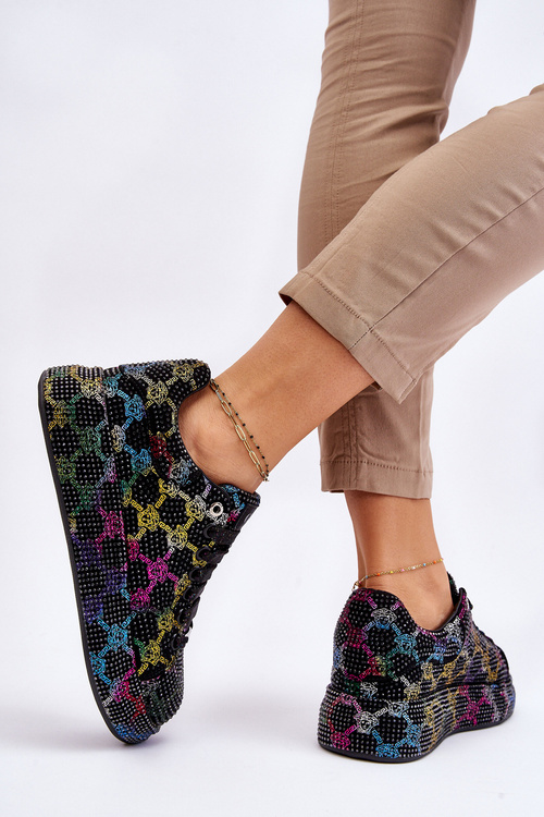 Dámske športové topánky s kamienkami goe ll2n4010 čierna