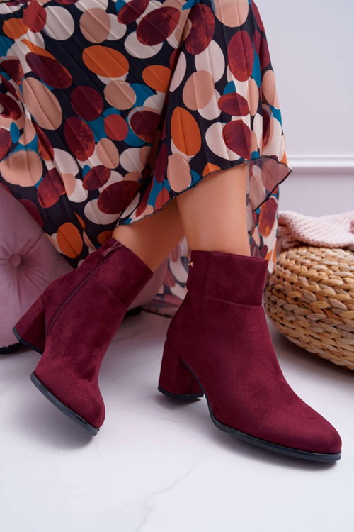 Dámské Kotníkové Boty na podpatku Sergio Leone Burgundské BT522