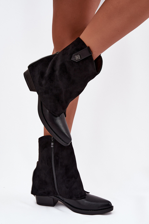 Vytápěné cowboy boty na podpatku černé Sylvette