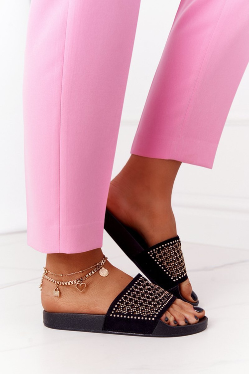 Black Tonya Rubber Flip -flops s flitrami