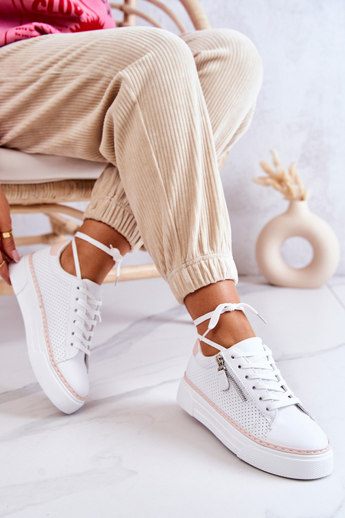 Športové topánky na bielej a ružovej platforme Louis