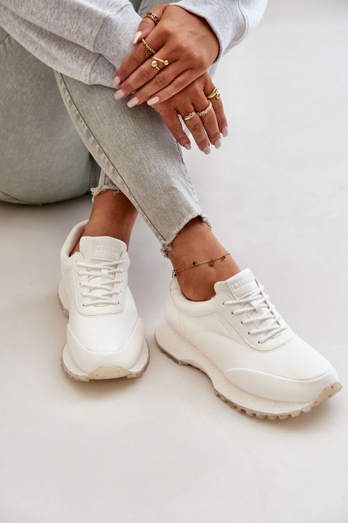 Dámské Tenisky Sportovní Boty Z Eko Kůže Big Star OO274023 Hi-Poly Systém Bílé