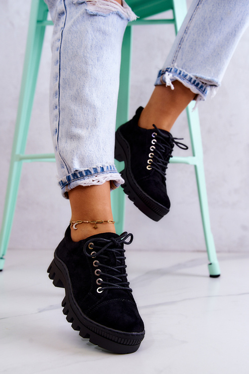 Ženský semiš zviazaný čierny Mayson