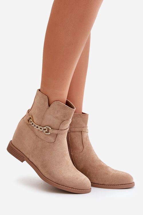 Dámske Čižmy S Skrytým Klínom Z Eko Semišu Béžové Ofcorna