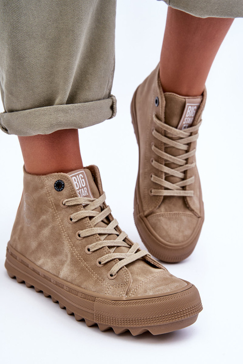 Dámské vysoké zateplené Big Star GG274071 boty Beżowe