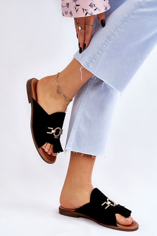 Dámske topánky Suede Lewski 3226 Black Flip -flops