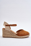 Zamšové sandály espadrilky na klíně s pletením Camel Raylin
